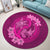 Hawaii Yin Yang Turtle Shark Hibiscus Plumeria Round Carpet - Pink - AH - Polynesian Pride