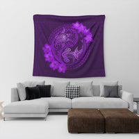 Hawaii Yin Yang Turtle Shark Hibiscus Plumeria Tapestry - Purple - AH - Polynesian Pride