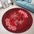 Hawaii Yin Yang Turtle Shark Hibiscus Plumeria Round Carpet - Red - AH - Polynesian Pride