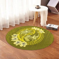 Hawaii Yin Yang Turtle Shark Hibiscus Plumeria Round Carpet - Yellow - AH - Polynesian Pride