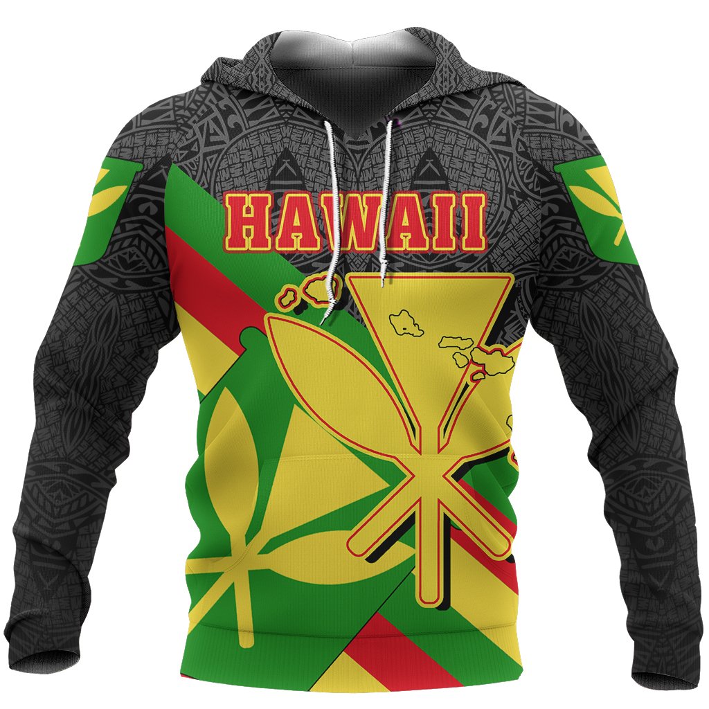 Hawaii Kanaka Flag Hoodie Pride Style Unisex White - Polynesian Pride