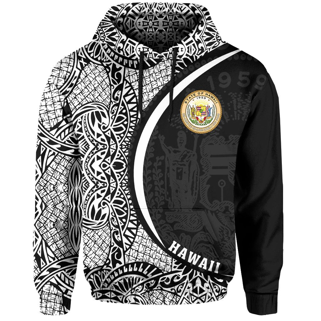 Hawaii Polynesian Hoodie White Round Style - Polynesian Pride