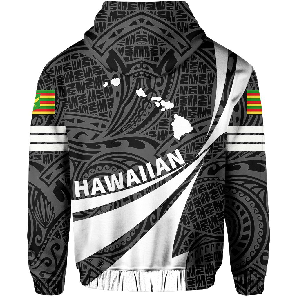 Kanaka Polynesian Zipper Hoodie White Doma Style - Polynesian Pride