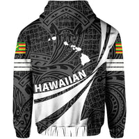 Kanaka Polynesian Zipper Hoodie White Doma Style - Polynesian Pride