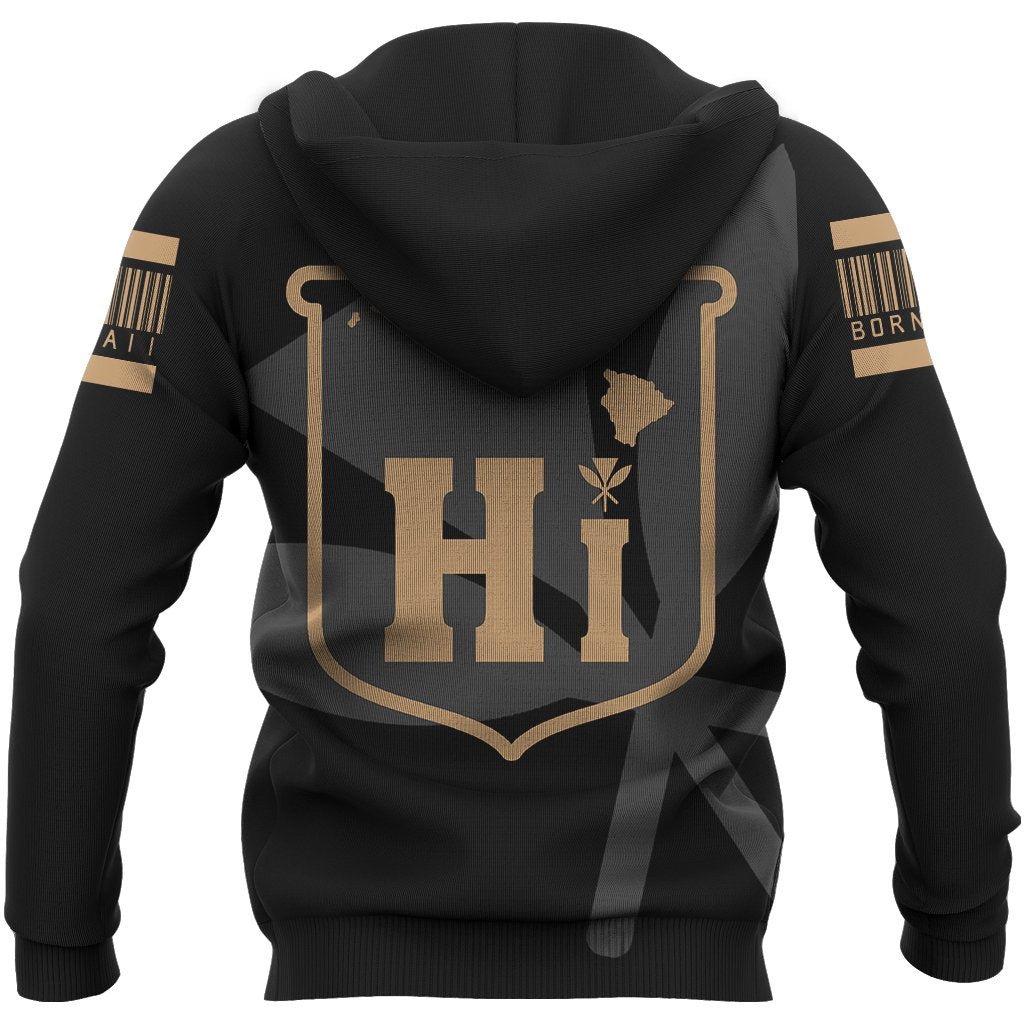 Hawaii Kanaka Kakau Zipper Hoodie Gold Barcode - Polynesian Pride