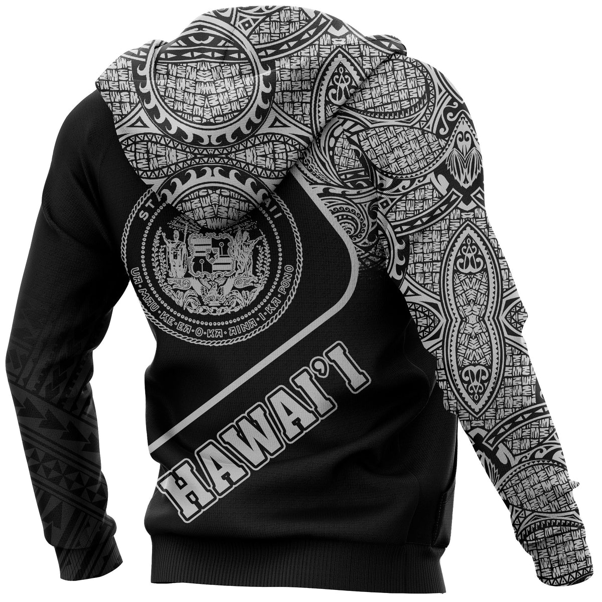 Hawaii Coat of Arms Polynesian Hoodie White Pride - Polynesian Pride