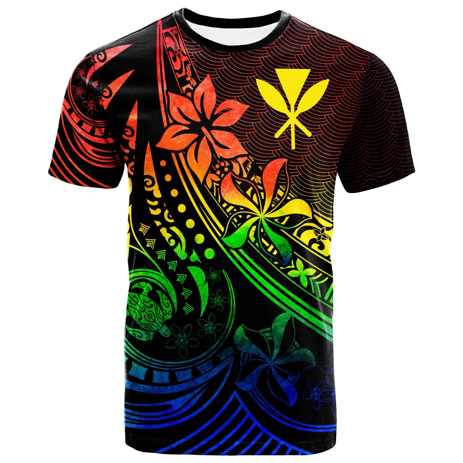 Hawaii T Shirt The Flow of The Ocean Rainbow Color Unisex Rainbow - Polynesian Pride