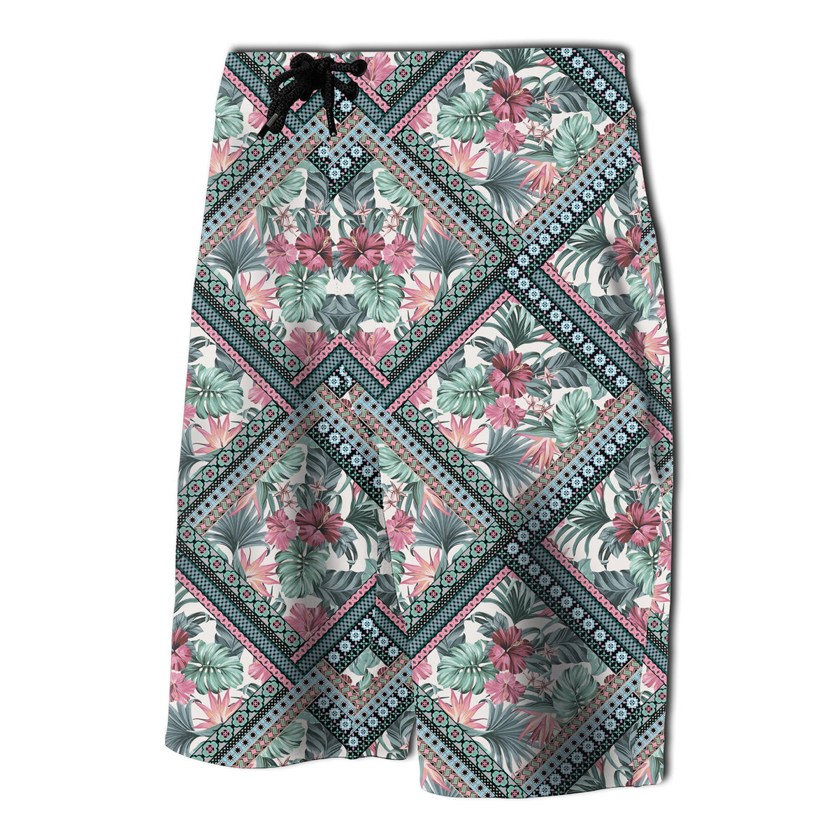 Hawaii Exotic Tropical Flowers In Pastel Board Shorts - Polynesian Pride
