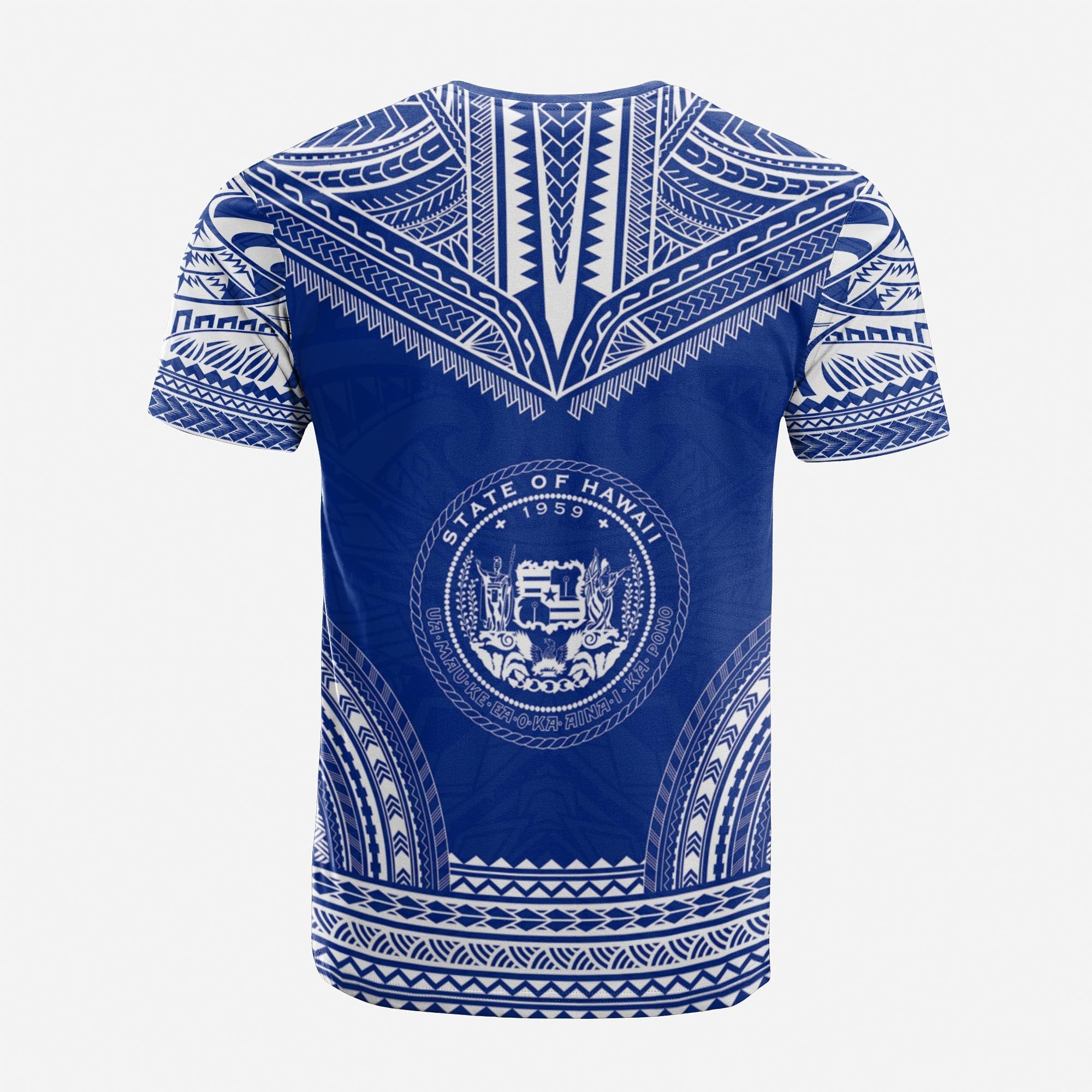 Hawaii Custom T Shirt Hawaii Seal Polynesian Chief Tattoo Blue Version Unisex Blue - Polynesian Pride