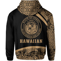Hawaii Polynesian Zipper Hoodie Gold Round Style - Polynesian Pride