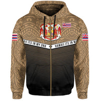 Hawaii Polynesian Zipper Hoodie Gold Mix Style - Polynesian Pride