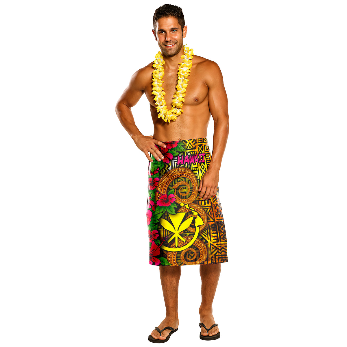 Hawaii Lavalava - Hibiscus Vintage Black - Polynesian Pride