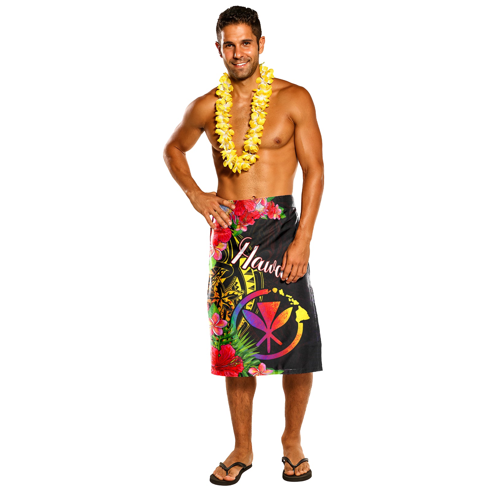Hawaii Lavalava - Hippie Style Black - Polynesian Pride