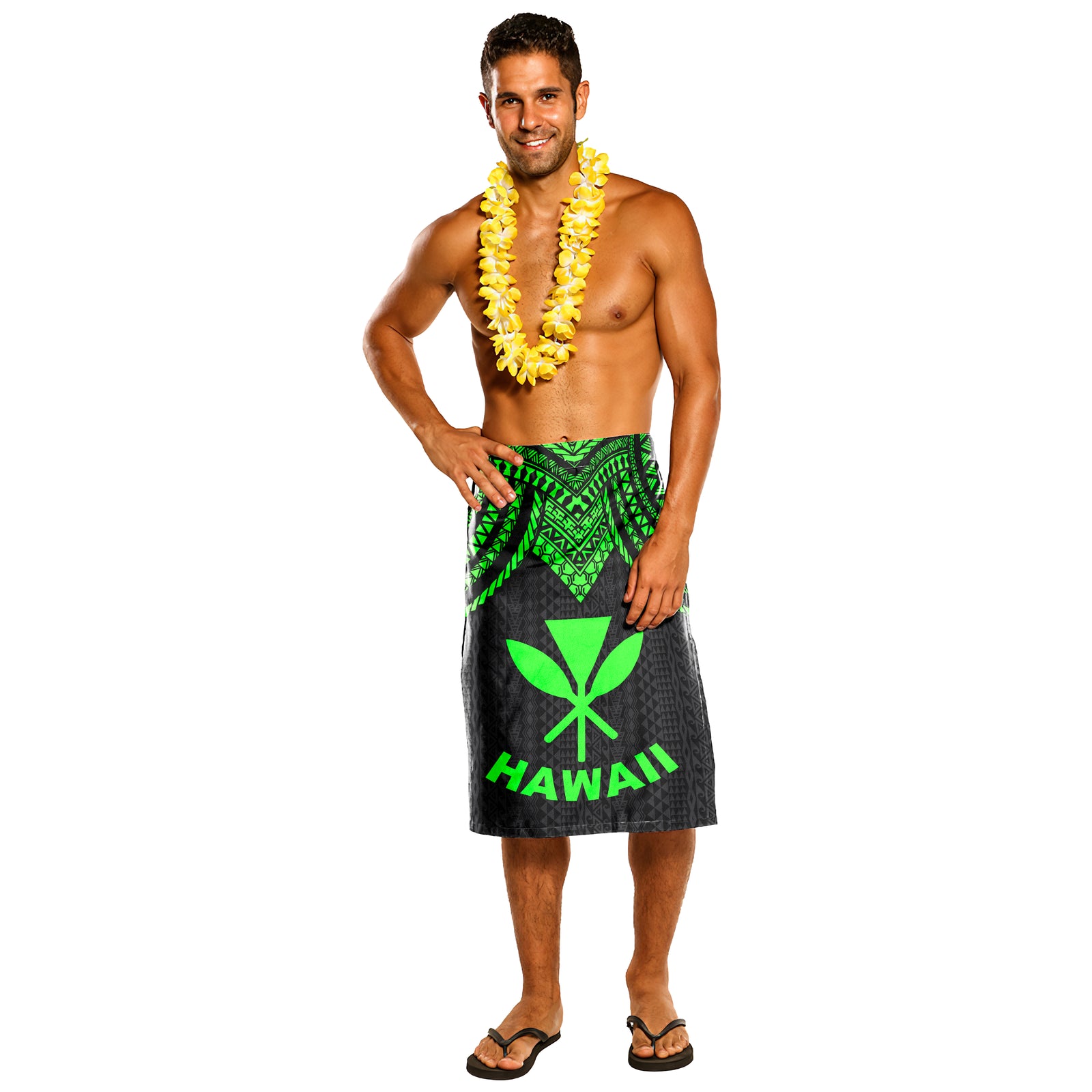 Hawaii Lavalava - Polynesian Armor Style Green One Size Black - Polynesian Pride