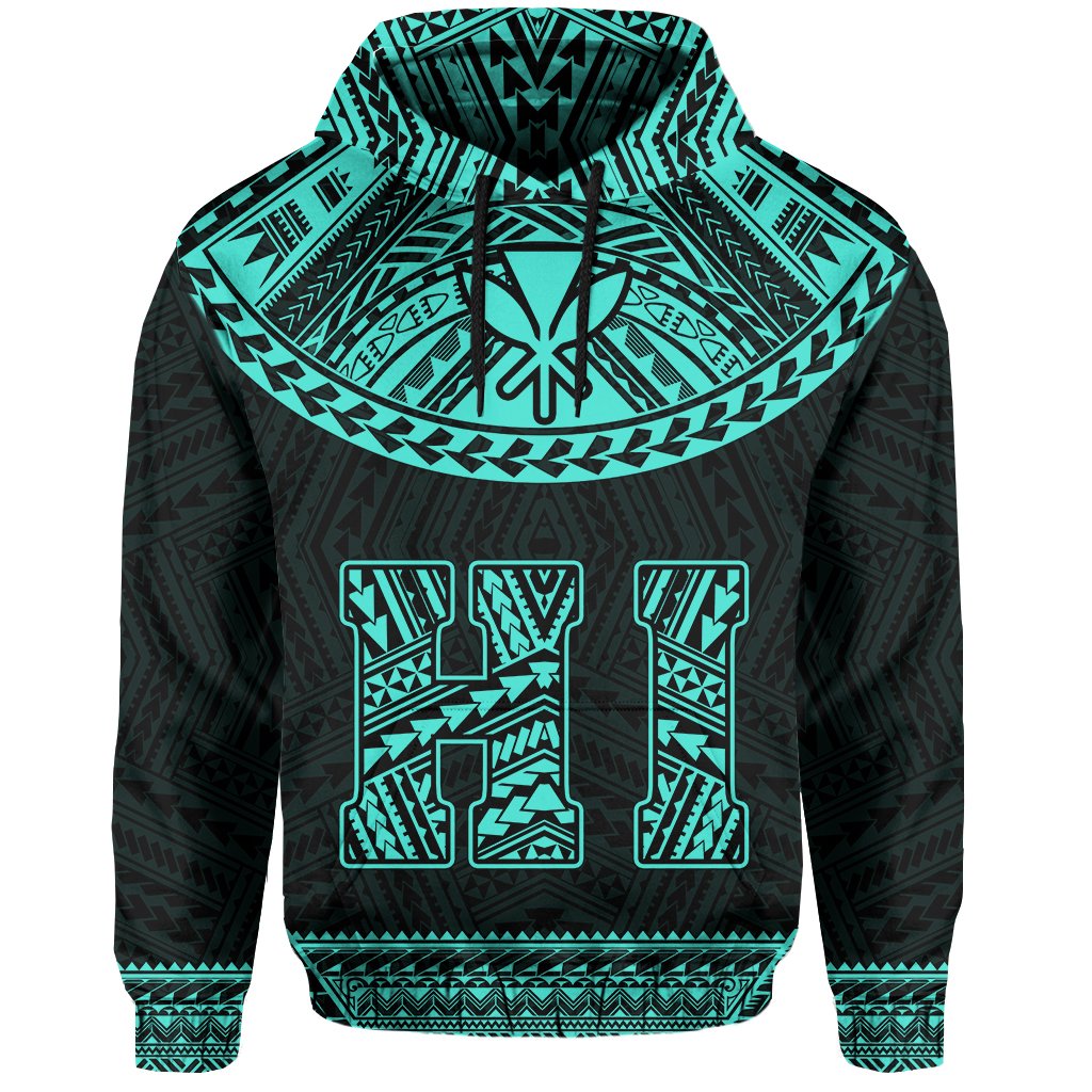 Hawaii Kanaka Polynesian Hoodie Divinity Turquoise - Polynesian Pride