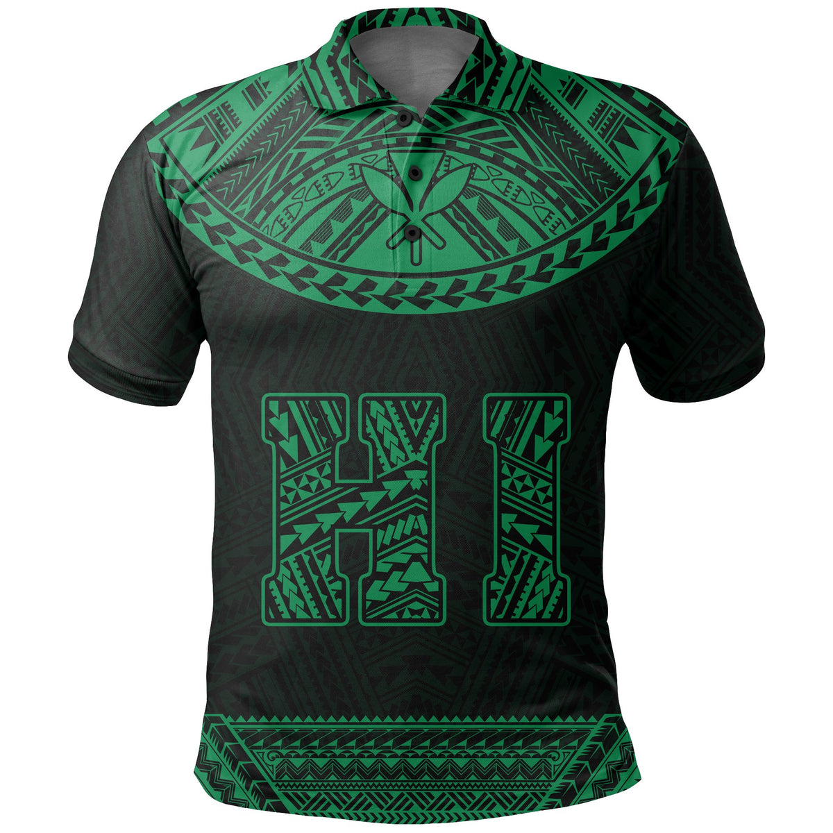 Hawaii Kanaka Polynesian Polo Shirt Divinity Green - Polynesian Pride