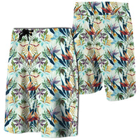 Hawaii Seamless Tropical Flower Plant And Leaf Board Shorts Men Blue - Polynesian Pride