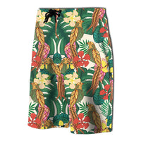 Hawaii Tropical Leaves Flowers And Birds Floral Board Shorts - Polynesian Pride