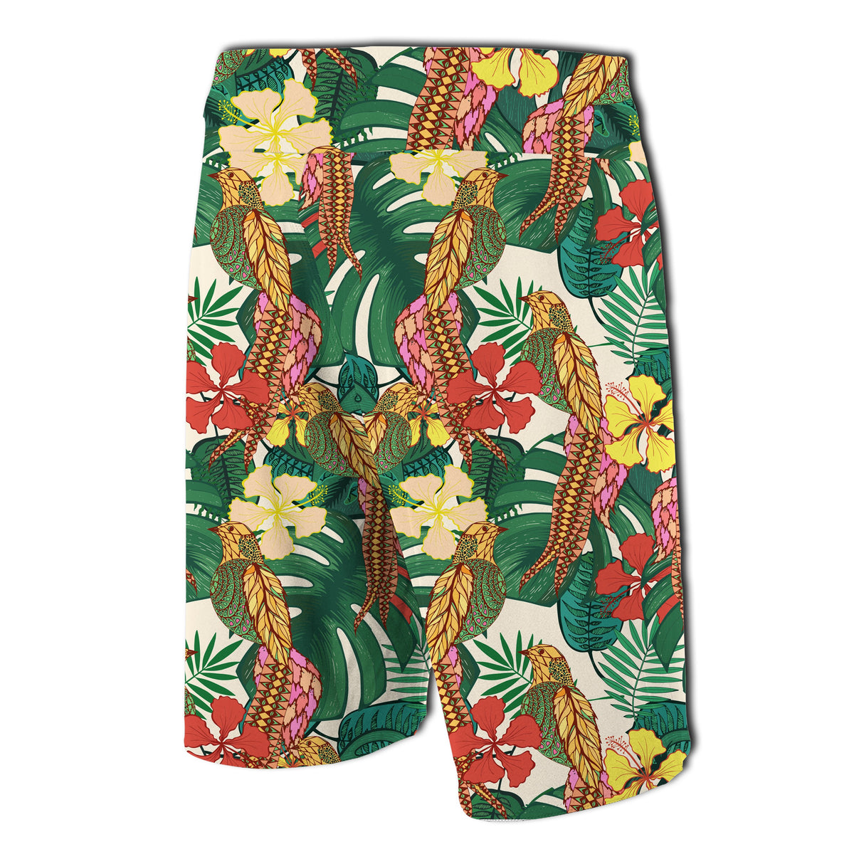 Hawaii Tropical Leaves Flowers And Birds Floral Board Shorts - Polynesian Pride