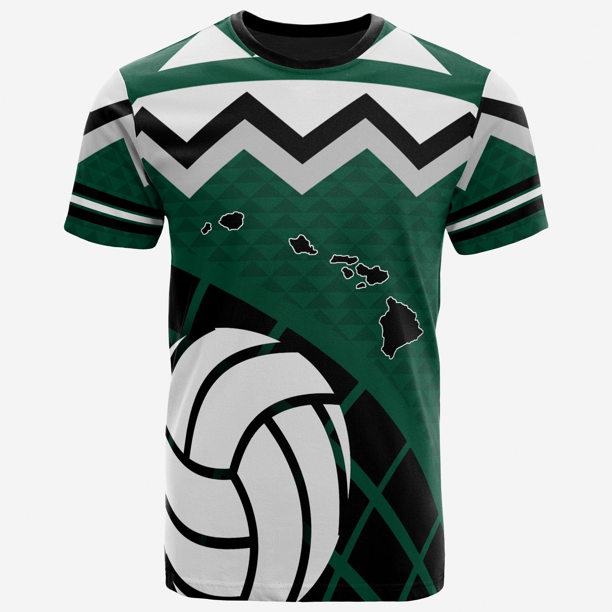 Polynesian Hawaii T Shirt Volleyball And Map Unisex Green - Polynesian Pride