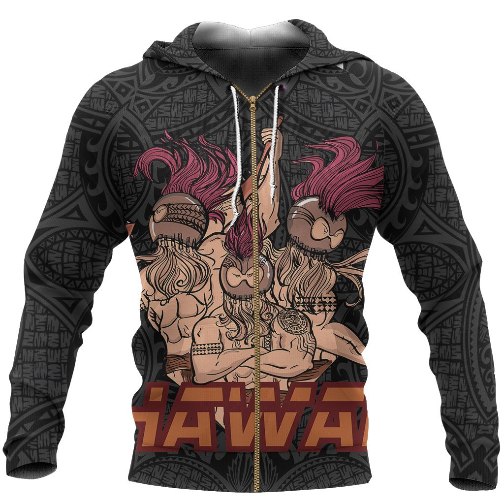 Hawaiian Polynesian Guardian Kanaka Warrior Hoodie (Zip) Unisex White - Polynesian Pride