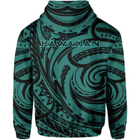 Kakau Turquoise Hawaii Warrior Football Hoodie - Polynesian Pride