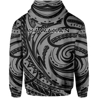 Kakau White Hawaii Warrior Football Hoodie (Zip) - Polynesian Pride