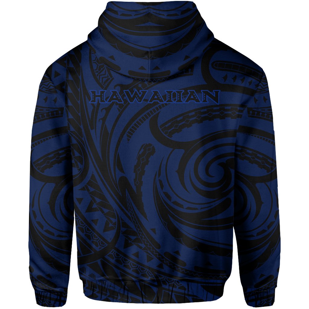 Kakau Blue Hawaii Warrior Football Hoodie - Polynesian Pride