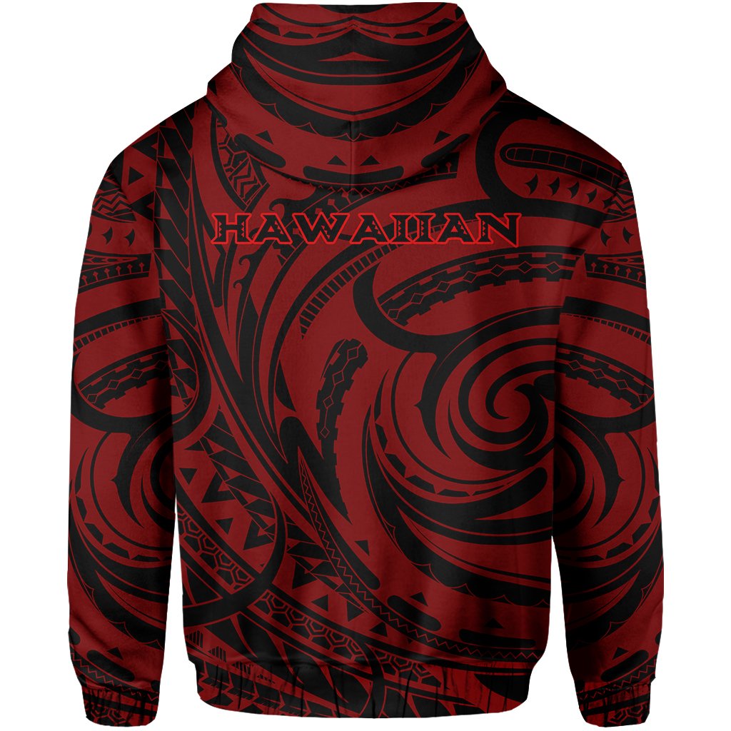 Kakau Red Hawaii Warrior Football Hoodie - Polynesian Pride