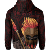 Hawaii Polynesia Legend Red Kanaka Warrior Hoodie (Zip) - Polynesian Pride