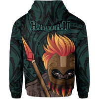 Hawaii Polynesia Legend Turquoise Kanaka Warrior Hoodie (Zip) - Polynesian Pride