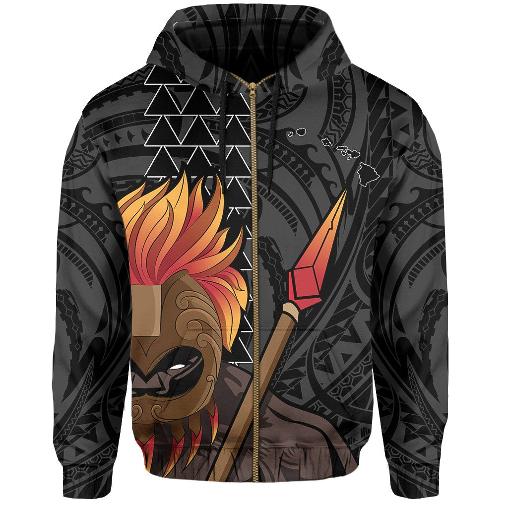 Hawaii Polynesia Legend White Kanaka Warrior Hoodie (Zip) - Polynesian Pride