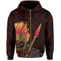 Hawaii Polynesia Legend Red Kanaka Warrior Hoodie (Zip) - Polynesian Pride