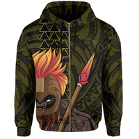 Hawaii Polynesia Legend Yellow Kanaka Warrior Hoodie (Zip) - Polynesian Pride