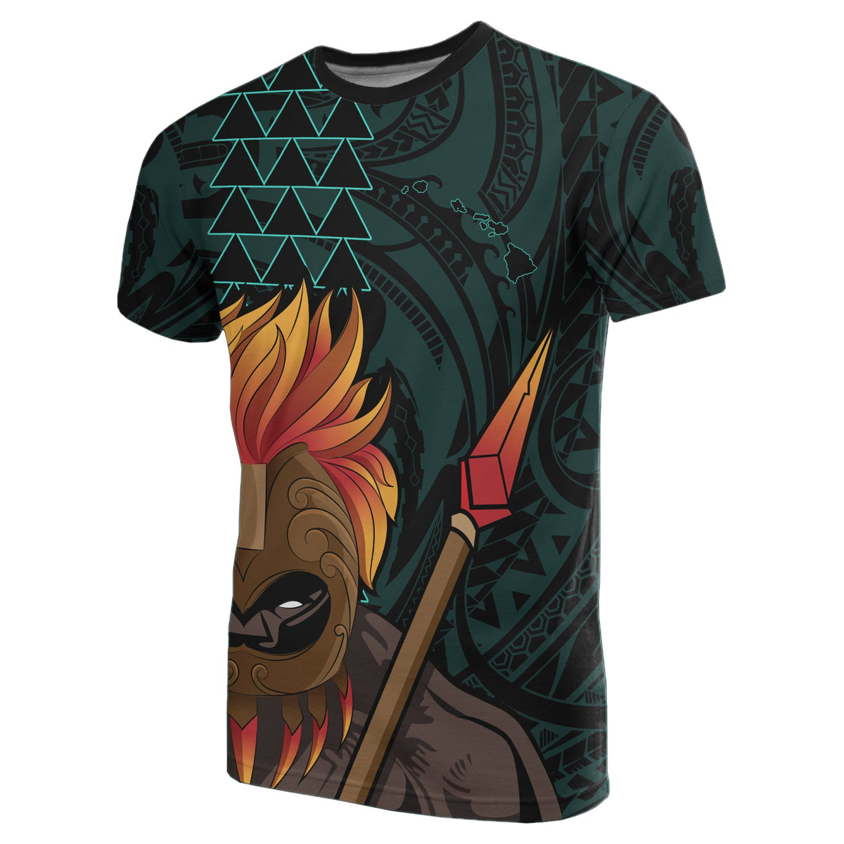 Polynesian Kakau Turquoise Kanaka Warrior Hoodie Legend - Polynesian Pride