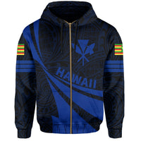 Kanaka Polynesian Zipper Hoodie Blue Doma Style - Polynesian Pride