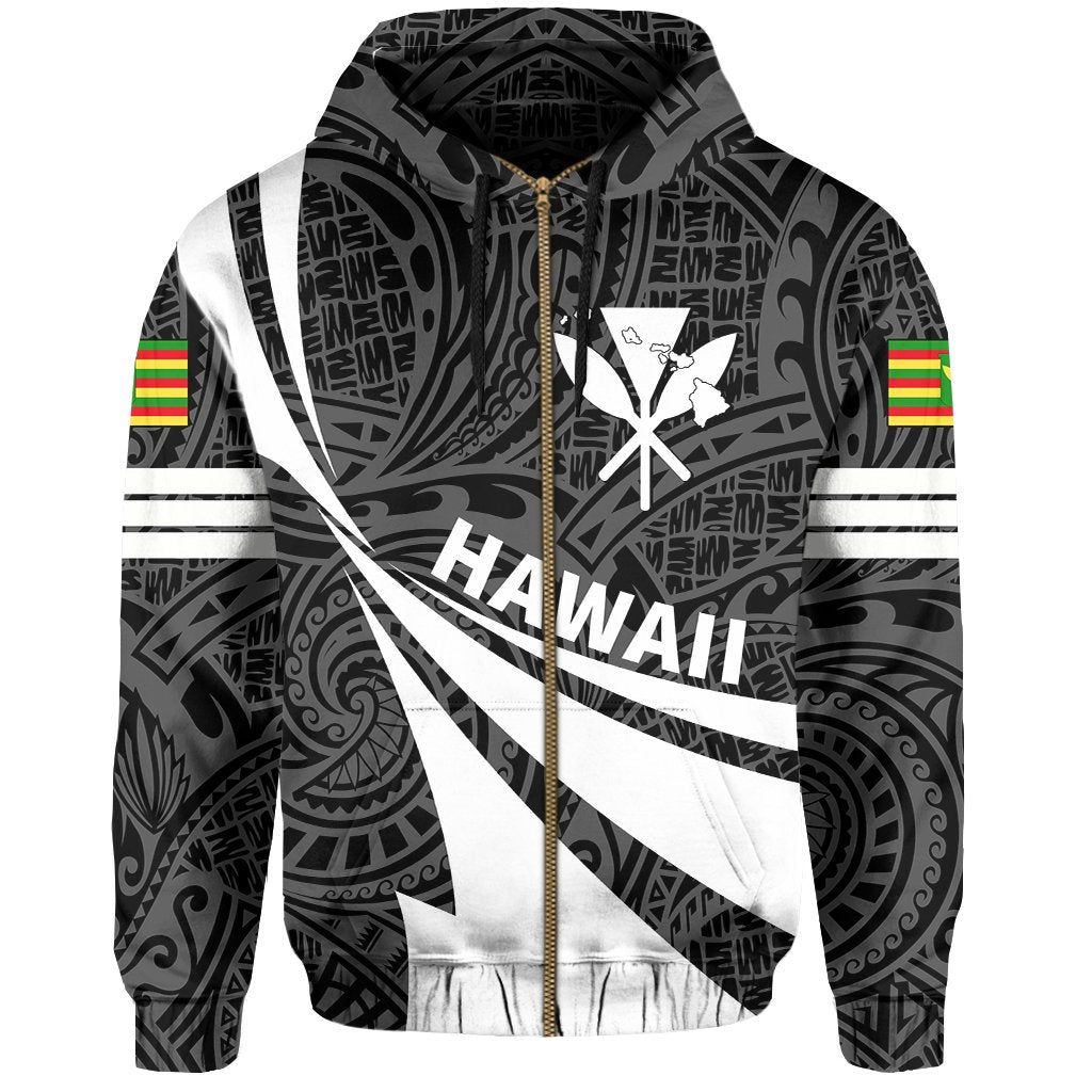Kanaka Polynesian Zipper Hoodie White Doma Style - Polynesian Pride
