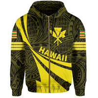 Kanaka Polynesian Zipper Hoodie Yellow Doma Style - Polynesian Pride