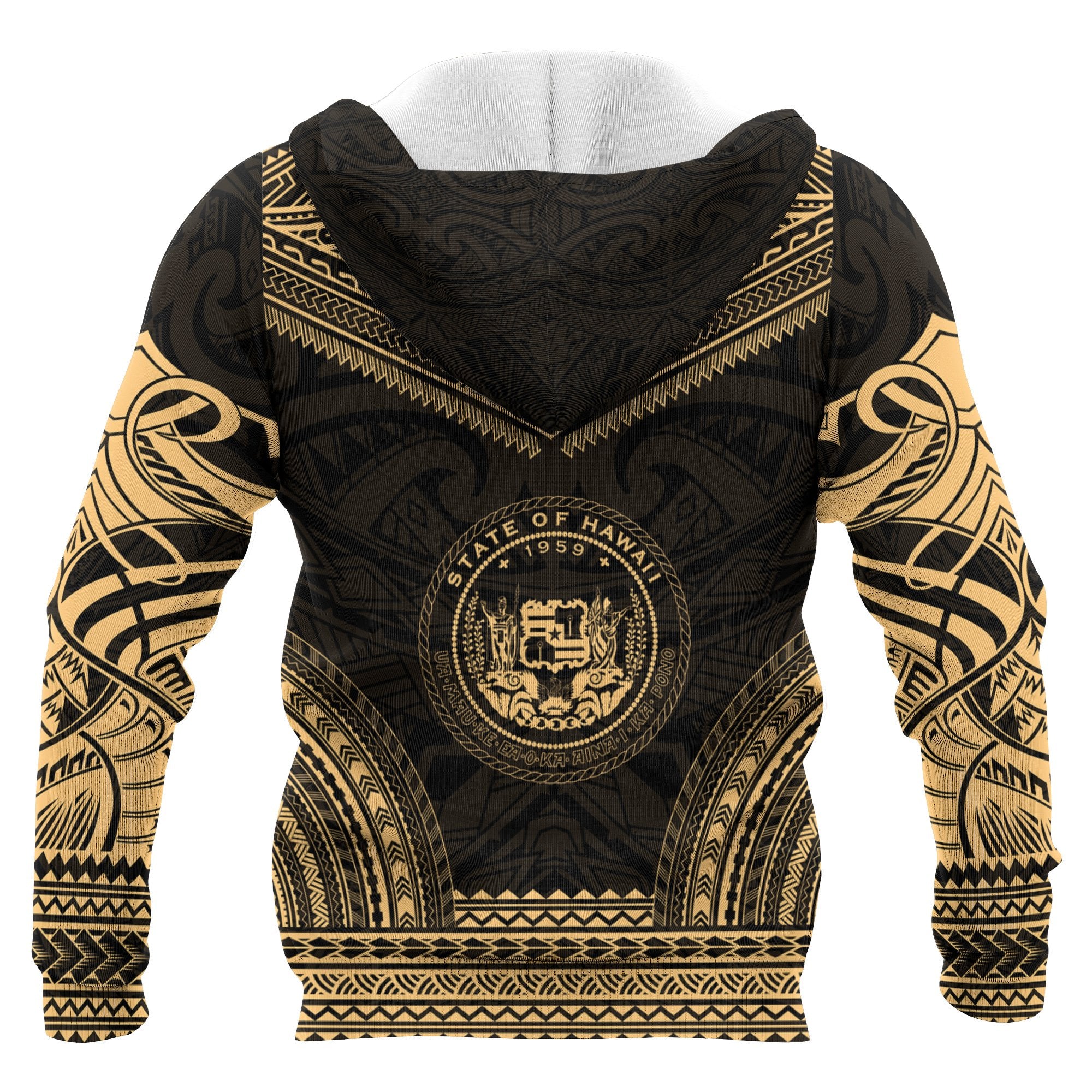 Hawaii Polynesian Chief Custom Zip up Hoodie Gold Version Unisex Gold - Polynesian Pride