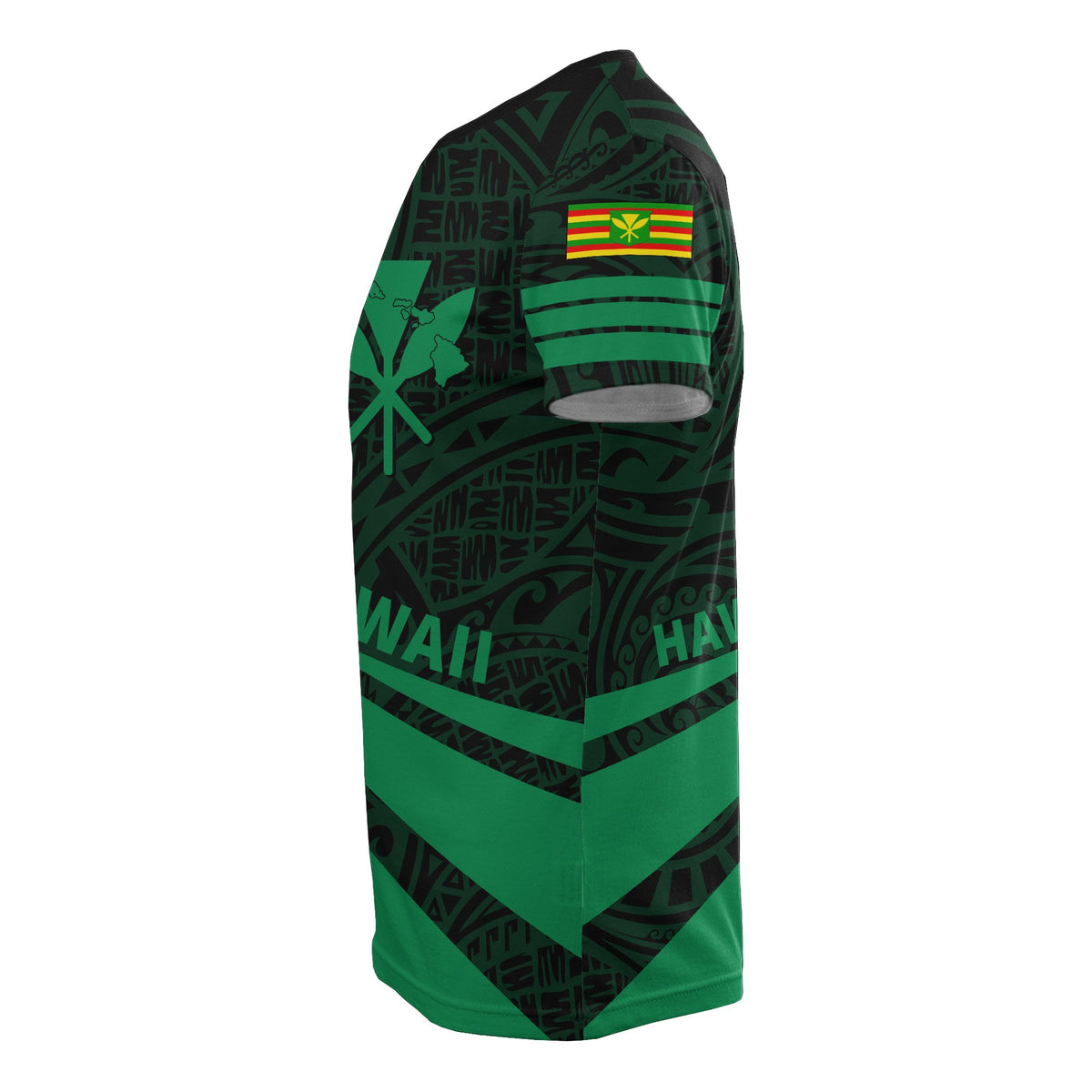 Kanaka Polynesian T Shirt Green Doma Style - Polynesian Pride