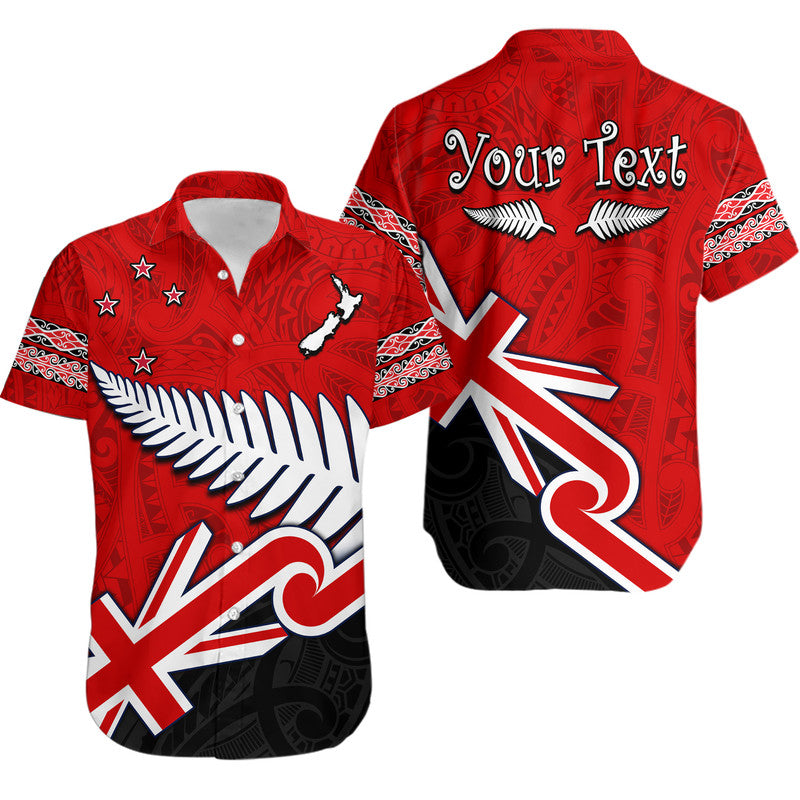 (Custom Personalised) Waitangi Hawaiian Shirt Aotearoa Tino Rangatiratanga Flag with Silver Fern LT9 Red - Polynesian Pride