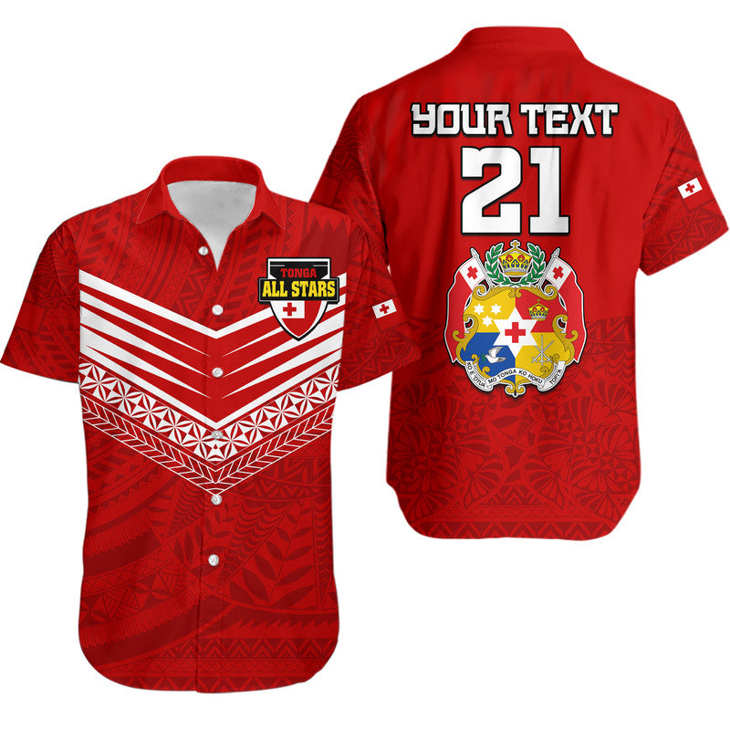 (Custom Personalised) PolynesianPride Tonga Rugby Tongan Kupesi Ngatu Design Hawaiian Shirt LT9 Red - Polynesian Pride