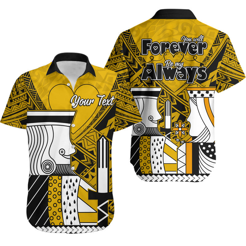 Custom Outfit For Couple Polynesian Valentine Matching Dress and Hawaiian Shirt Queen and King Heart Gold Version LT9 - Polynesian Pride
