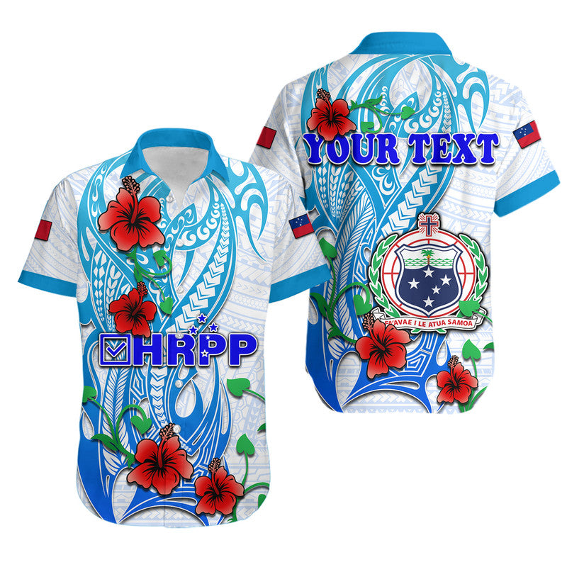 (Custom Personalised) Special Samoa HRPP Party Hawaiian Shirt Tribal Samoan Hibiscus Design LT9 Blue - Polynesian Pride