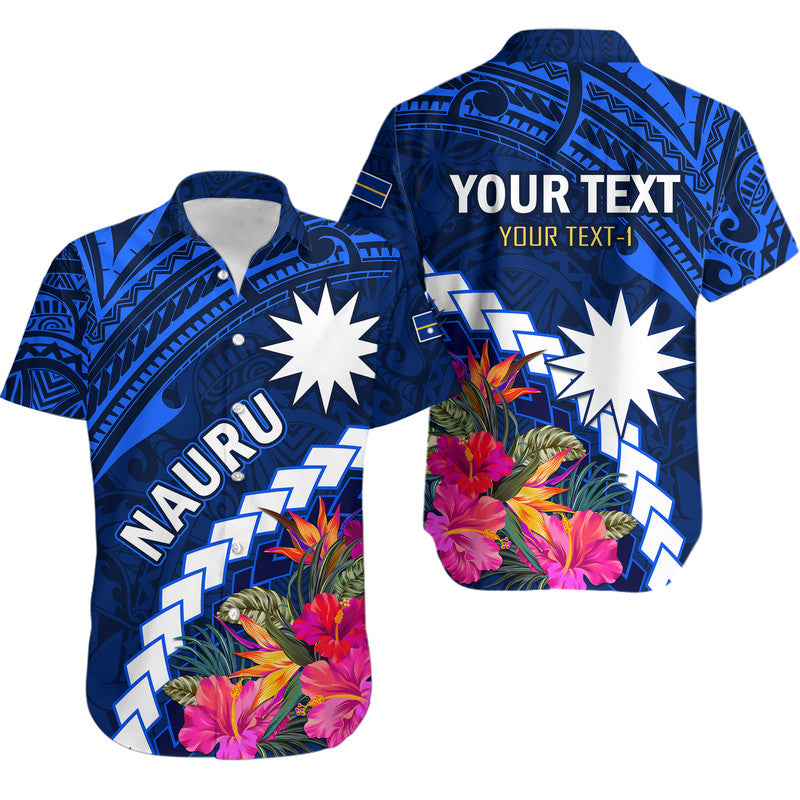 (Custom Personalised) Nauru Independence Day Hawaiian Shirt Polynesian Tropical LT9 Blue - Polynesian Pride