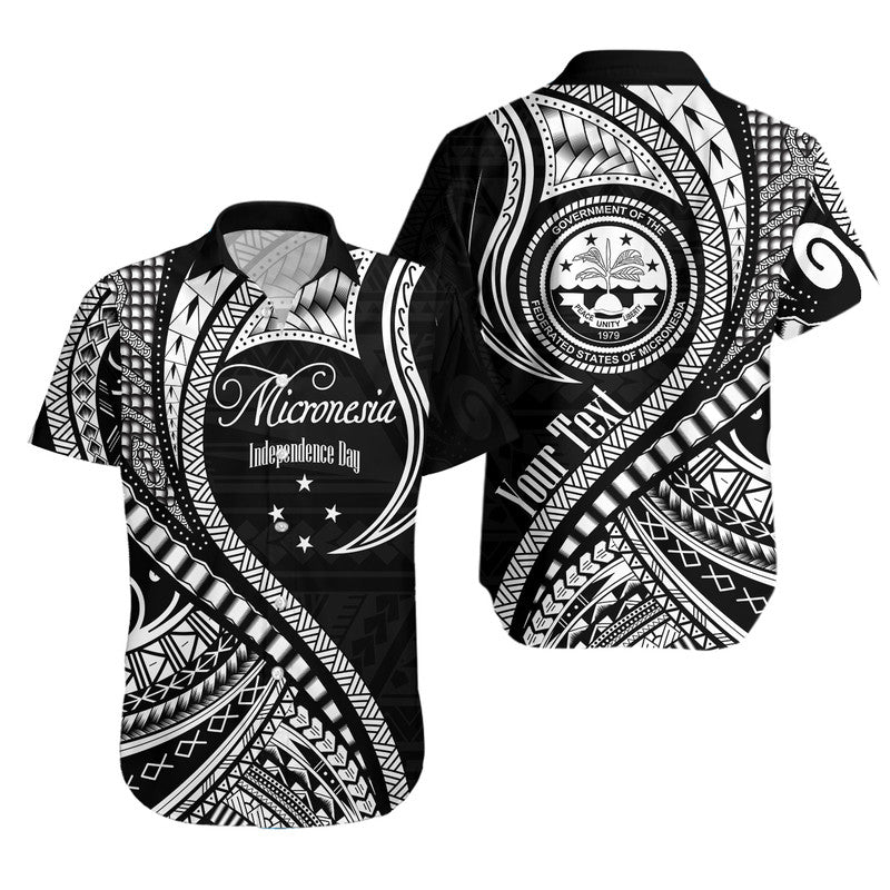 (Custom Personalised) Federated States of Micronesia Independence Day Hawaiian Shirt Black Polynesian Wave Style LT9 Unisex Black - Polynesian Pride