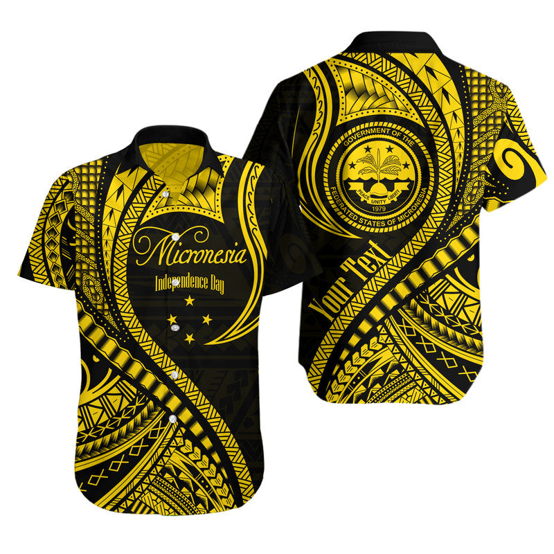 (Custom Personalised) Federated States of Micronesia Independence Day Hawaiian Shirt Gold Polynesian Wave Style LT9 Unisex Gold - Polynesian Pride