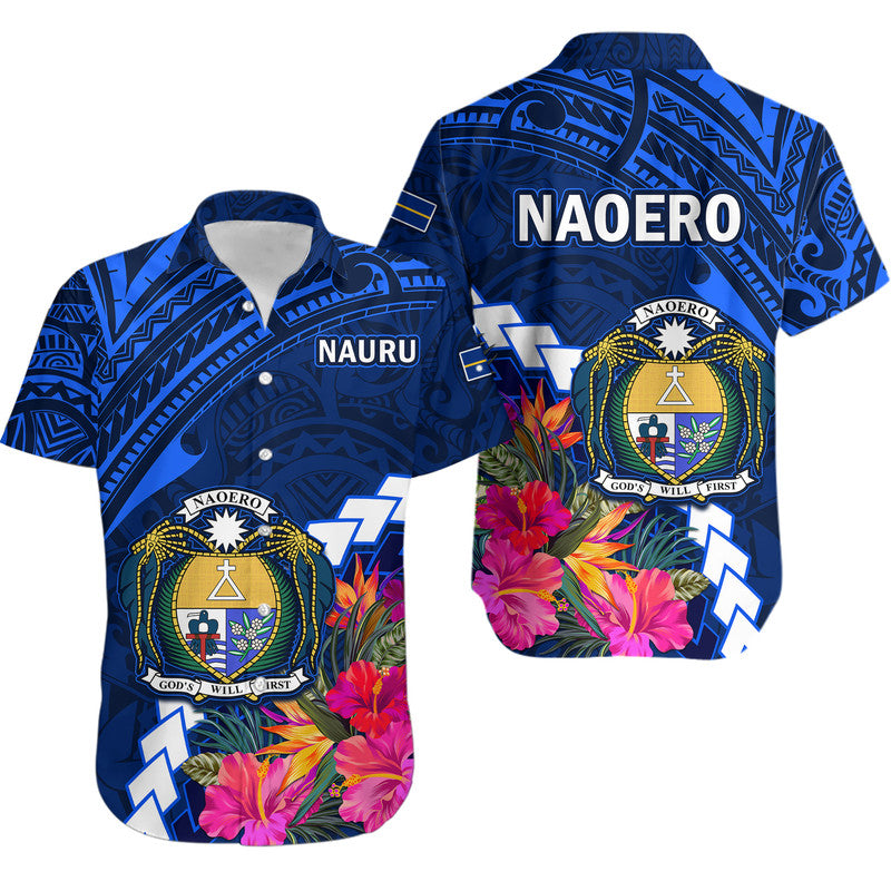 Nauru Coat of Arms Hawaiian Shirt Polynesian Tropical LT9 Blue - Polynesian Pride