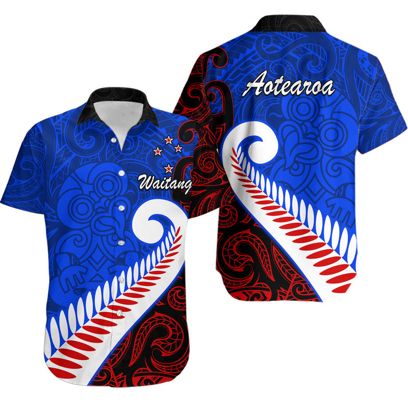 Waitangi Day Hawaiian Shirt Aotearoa Hei Tiki Silver Fern LT9 Blue - Polynesian Pride