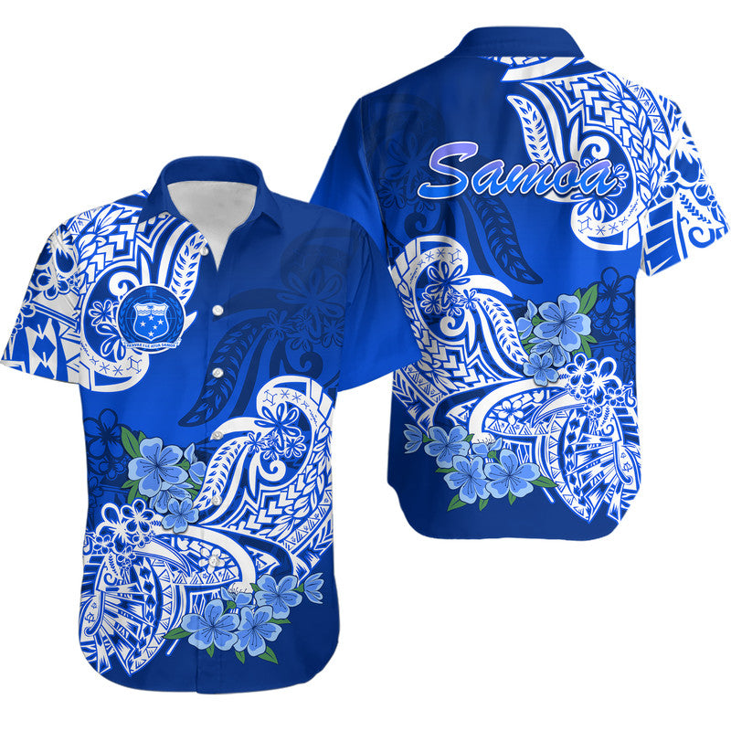 Polynesian Samoa Floral Tribal Hawaiian Shirt LT9 Blue - Polynesian Pride